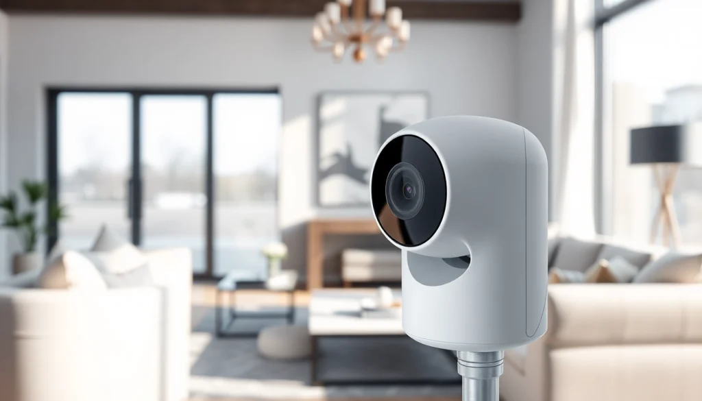 Monitor with a hidden caméra espion in a stylish home, showcasing advanced surveillance.